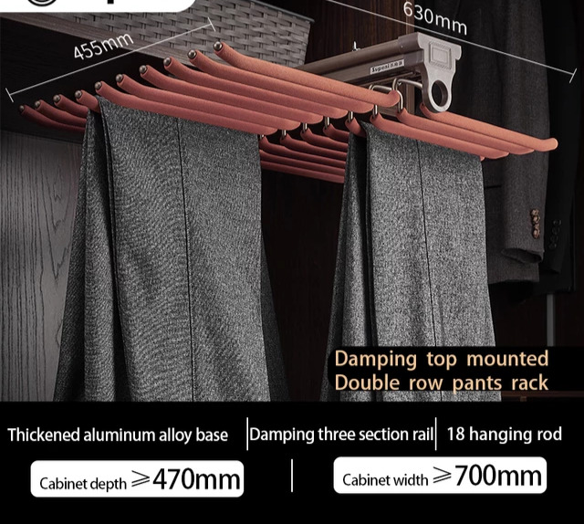 The pull out trouser rack is specially designed for storing pants